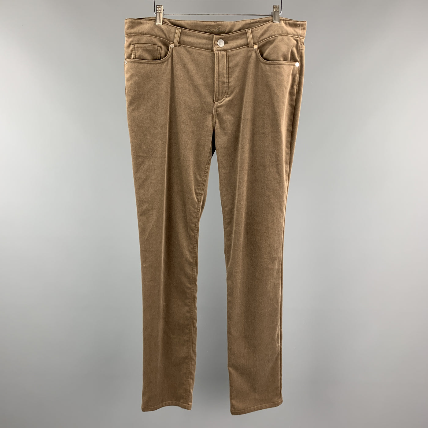LORO PIANA Size 12 Taupe Cotton / Elastane  Dress Pants