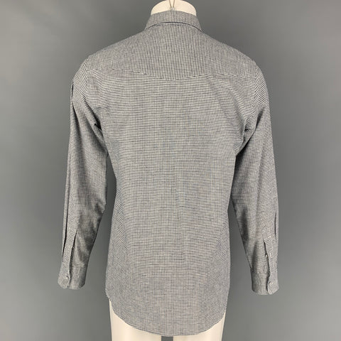 OFFICINE GENERALE Size M Black White Checkered Flannel Long Sleeve Shirt
