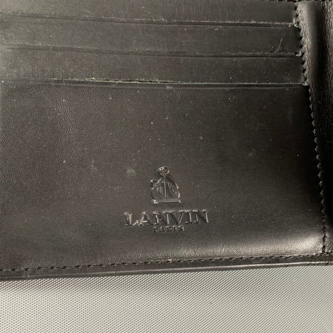 LANVIN Charmeuse Black Wrinkled Patent Leather Wallet