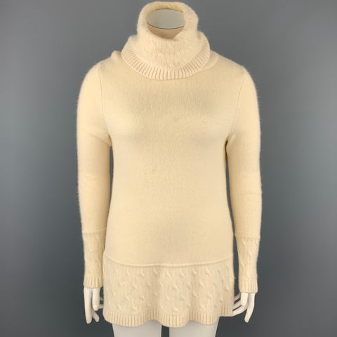 BROOKS BROTHERS Taille L Crème Tricoté Cachemire Tunique Pull