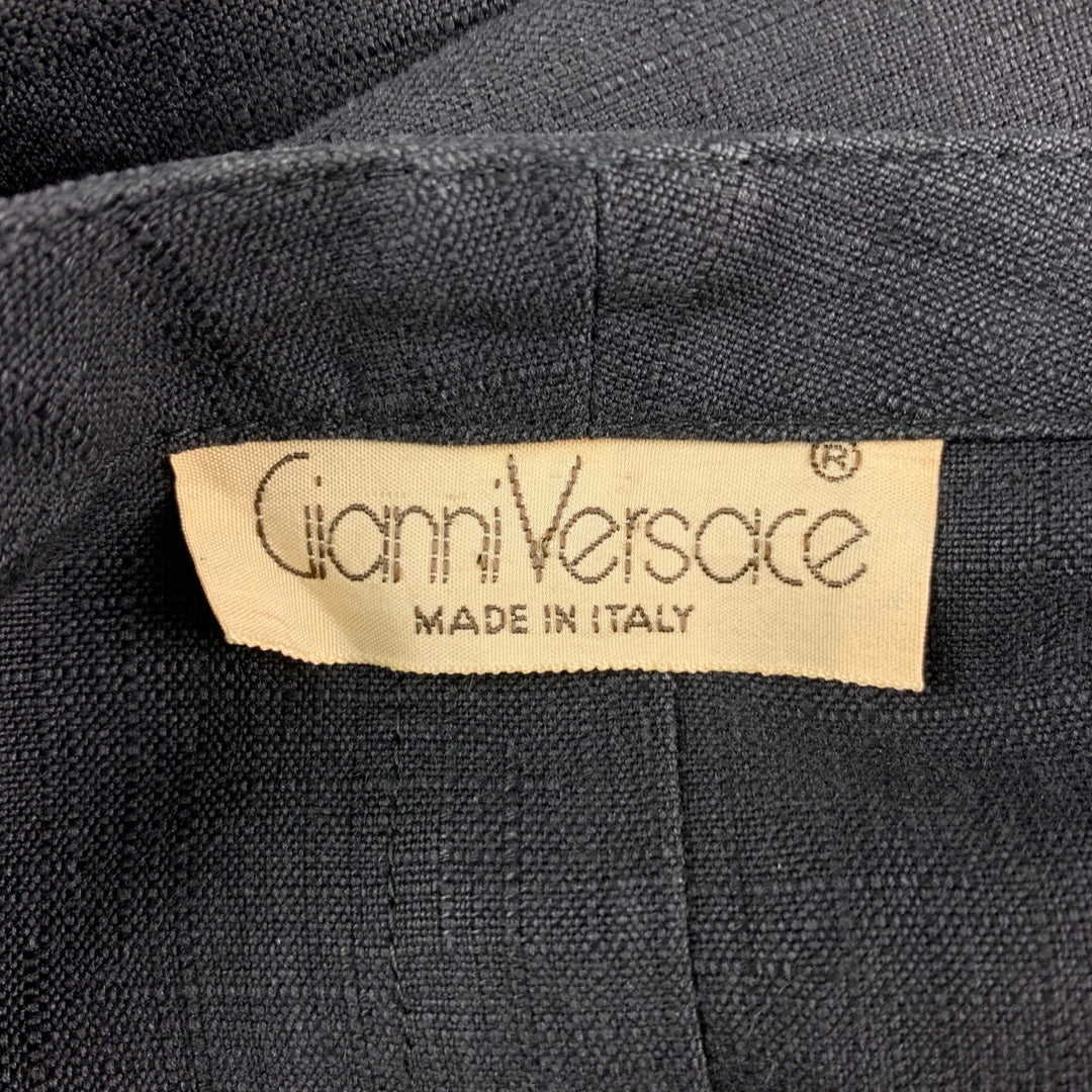 Vintage GIANNI VERSACE Size 38 Black Textured Pleated 3 Piece Suit