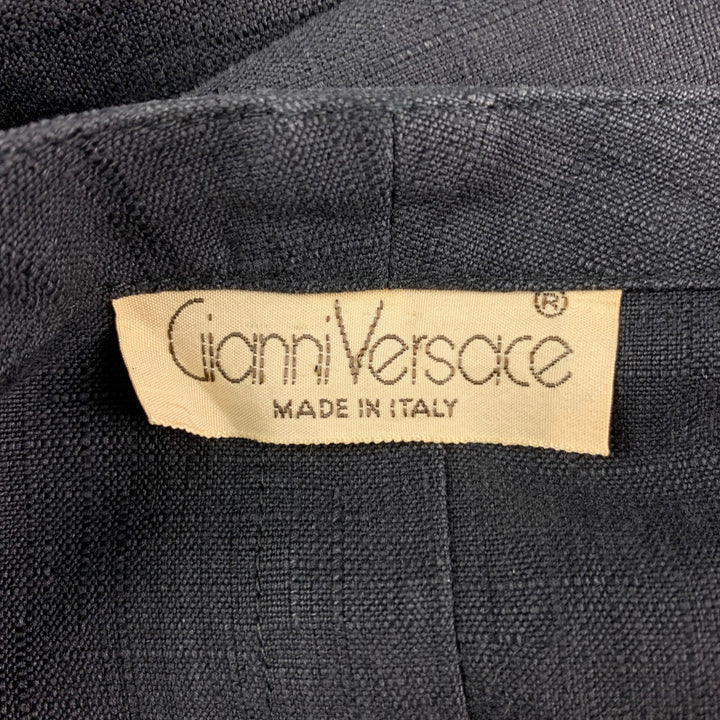 Vintage GIANNI VERSACE Size 38 Black Textured Pleated 3 Piece Suit