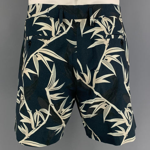 MARC JACOBS Taille 38 Short en coton imprimé bleu marine et blanc cassé avec braguette zippée