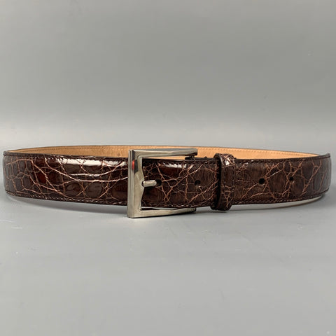 GUCCI Size 34 Brown Alligator Belt