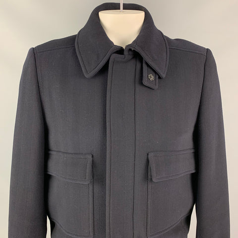 BURBERRY PRORSUM by Christopher Bailey Size 42 Navy Virgin Wool Coat