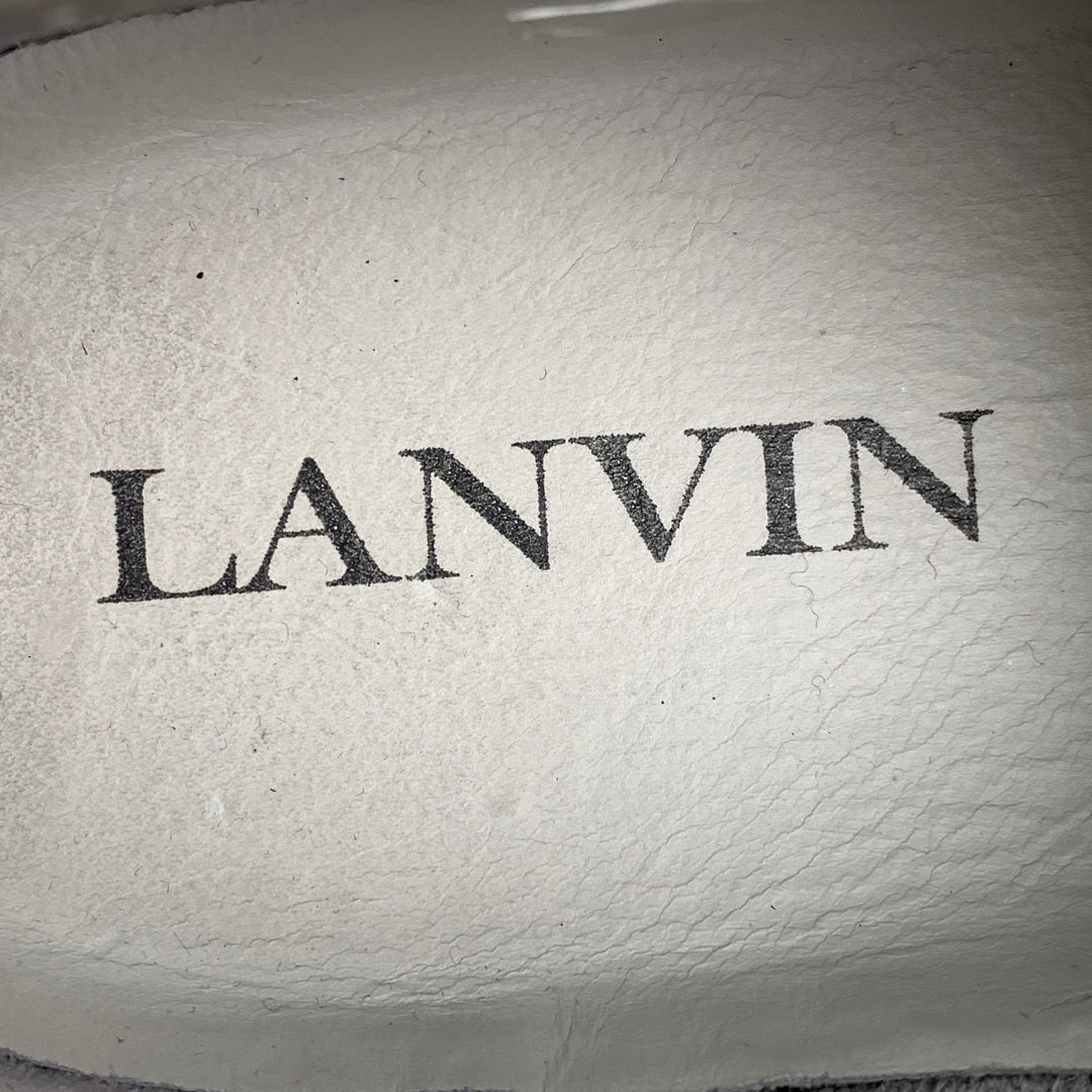 LANVIN Size 12 Light Gray & White Leather Lace Up Sneakers
