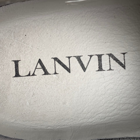 LANVIN Talla 12 Zapatillas con cordones de cuero gris claro y blanco