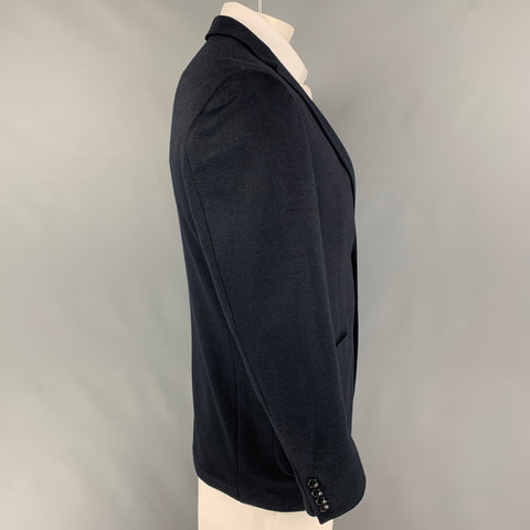 EMILE LAFAURIE Size 42 Navy Cotton Blend Notch Lapel Sport Coat