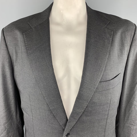KITON Size 50 Charcoal Wool Notch Lapel Chest Regular Sport Coat Jacket