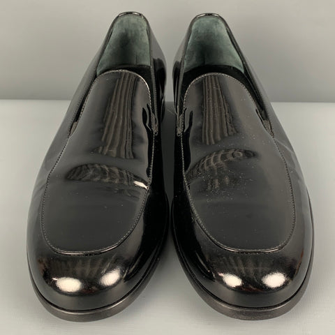 GIORGIO ARMANI Size 8.5 Black Leather Slip On Loafers