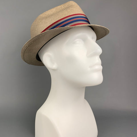 STETSON Sombrero Fedora con cinta de paja gris claro talla 7.5