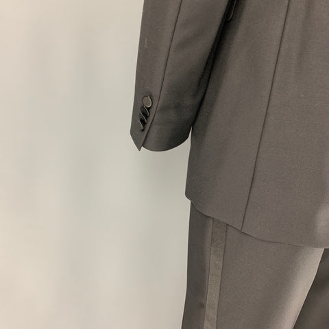 BURBERRY LONDON Size 44 Black Wool Mohair Notch Lapel Tuxedo Suit