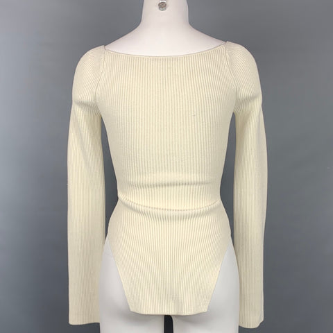 KHAITE Size XS Cream Stretch Viscose Blend Ribbed Maddy Dress Top