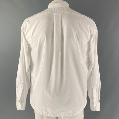 BARENA Taille L Chemise à manches longues en coton uni blanc avec une poche
