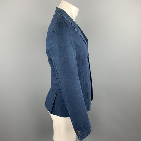 PRADA Size 38 Indigo Cotton Notch Lapel Sport Coat