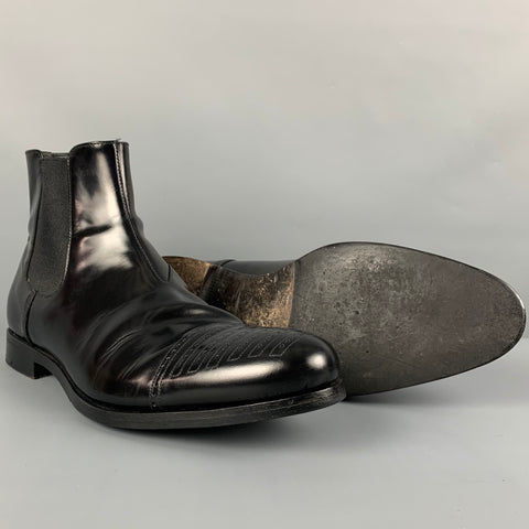 PRADA Bottines en cuir perforé noir taille 9