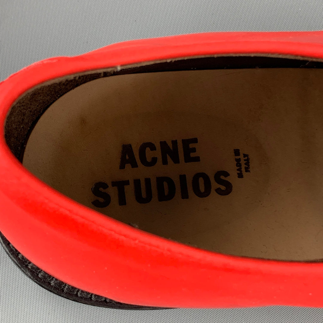 ACNE STUDIOS Size 9 Red Leather Cap Toe Lace Up Shoes