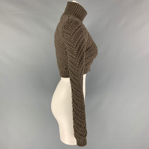 FENDI Suéter corto de cuello alto de lana de punto color topo talla 2