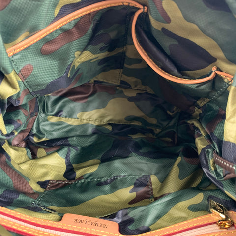 MZ WALLACE Green Olive Camouflage Nylon Cross Body Handbag & Leather Goods