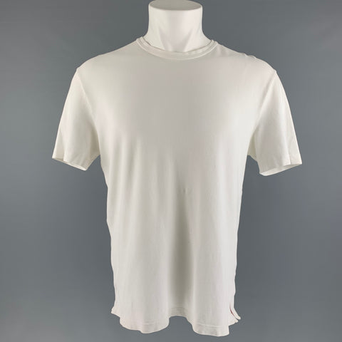 PRADA Size M White Pique Cotton / Elastane Short Sleeve T-shirt