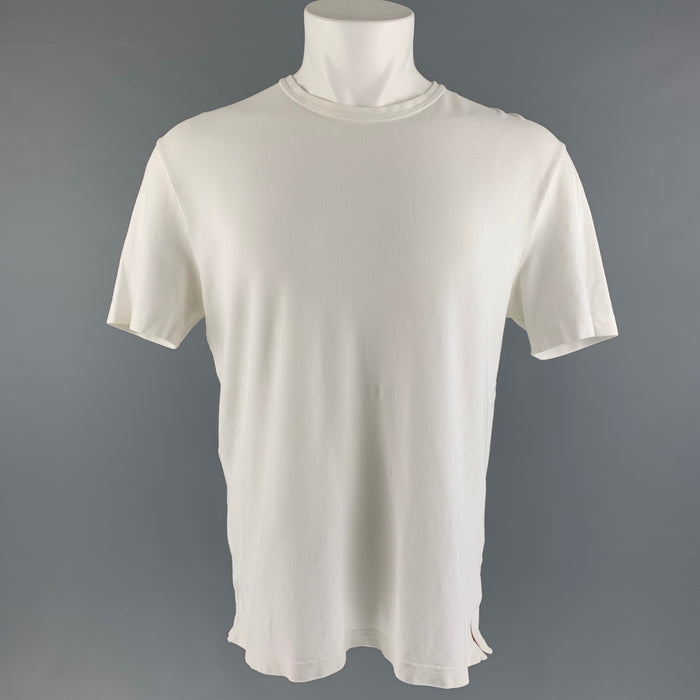 PRADA Size M White Pique Cotton / Elastane Short Sleeve T-shirt