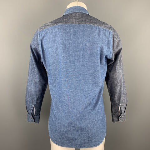 NIGEL CABOURN Size S Blue Mixed Fabrics Cotton Long Sleeve Shirt