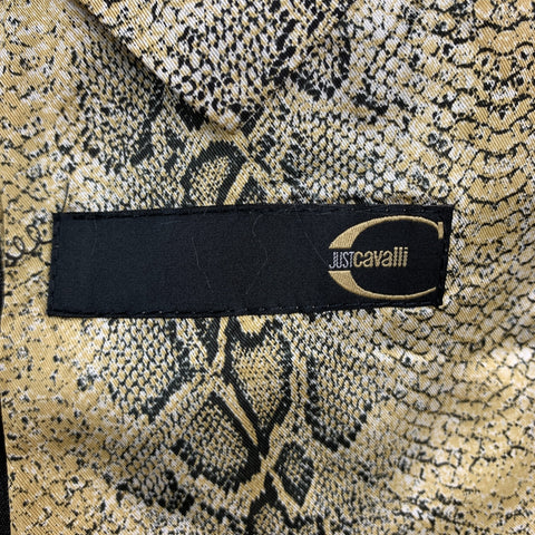 JUST CAVALLI Size 40 Black Stripe Polyester Blend Peak Lapel Sport Coat