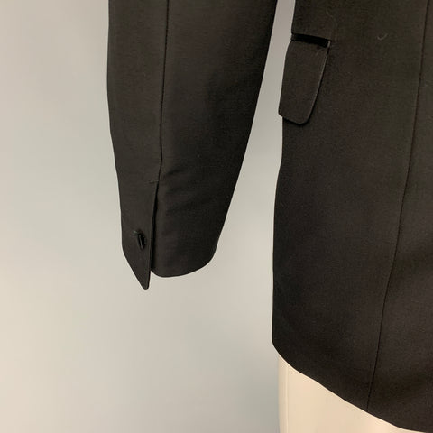 YVES SAINT LAURENT Size 36 Black Wool Peak Lapel Sport Coat