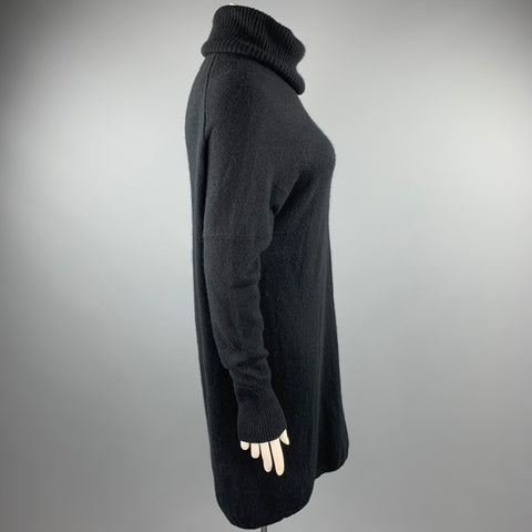 TSE Size L Black Knitted Cashmere Turtleneck Sweater Dress