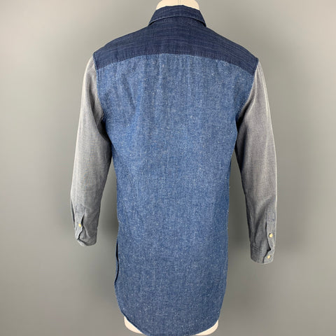 LEVI'S MADE & CRAFTED Size S Indigo Mixed Fabrics Cotton Oversized Long Sleeve Shirt