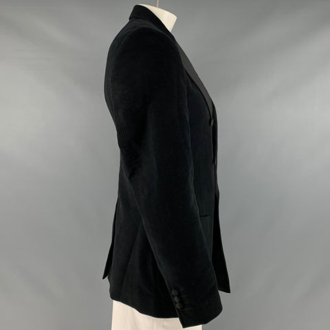 DOLCE & GABBANA Size 42 Black Cotton Blend Peak Lapel Sport Coat