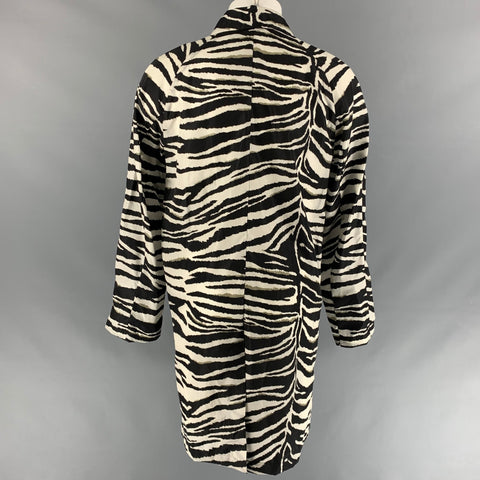 DRIES VAN NOTEN SS 20 Size 36 Black & White Zebra Polyamide Coat