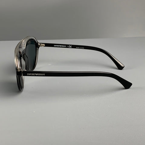 EMPORIO ARMANI Black Clear Color Block Acetate Sunglasses & Eyewear