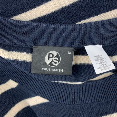 PS by PAUL SMITH Size M Navy & Beige Stripe Cotton Crew-Neck Pullover