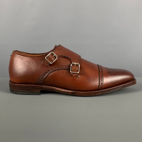 ALLEN EDMONDS Size 10 Brown Perforated Leather Double Monk Strap Lace Up Shoes