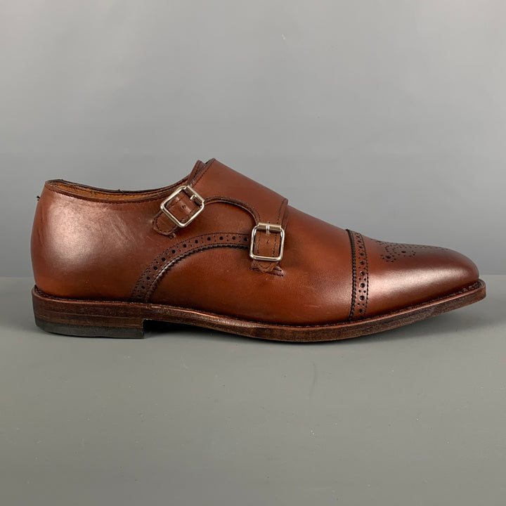ALLEN EDMONDS Size 10 Brown Perforated Leather Double Monk Strap Lace Up Shoes