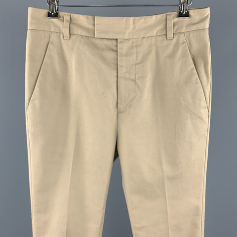PHILLIP LIM Talla 28 Pantalones casuales con lengüeta en la parte delantera de mezcla de algodón caqui