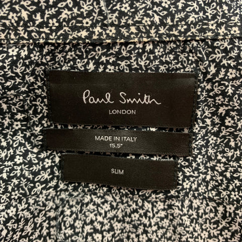 PAUL SMITH Size S Black White Print Cotton Button Up Long Sleeve Shirt