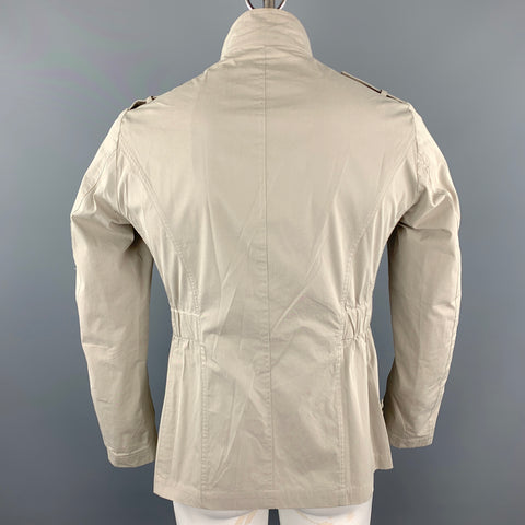 ETRO Chest Size M Beige Cotton / Polyester High Collar Zip Up & Buttons Jacket