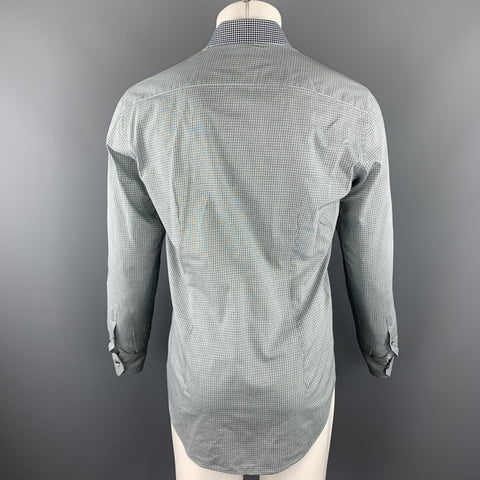 LANVIN Size S Grey Plaid Cotton Button Up Long Sleeve Shirt