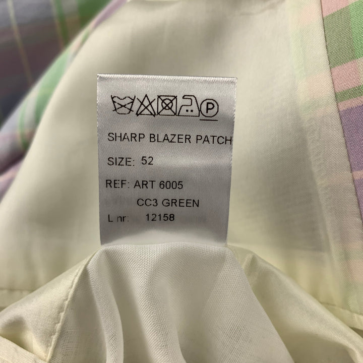 WALTER VAN BEIRENDONCK Size 42 Lavender & Green Patchwork Cotton Sport Coat