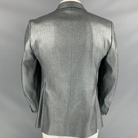 PS by PAUL SMITH Size 44 Silver Metallic Linen / Cotton Notch Lapel Sport Coat