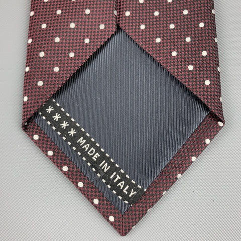 ERMENEGILDO ZEGNA Burgundy Dots Silk Neck Tie