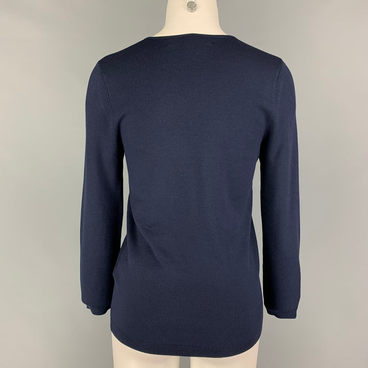 RALPH LAUREN Black Label Size M Navy Silk Blend Long Sleeve Pullover