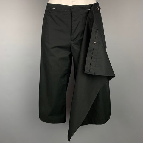 JEAN PAUL GAULTIER FEMME Taille 8 Short à panneau en coton sergé noir