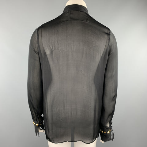 GIVENCHY 10 Black Gold Studded Silk Chiffon Resort 2010 Blouse