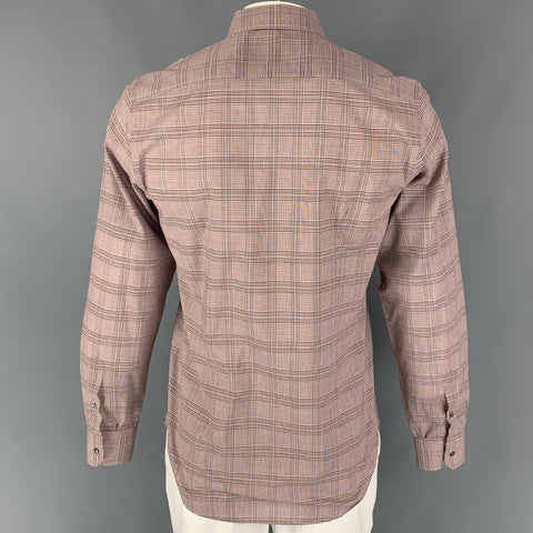 GUCCI Size L Navy Red Plaid Cotton Long Sleeve Shirt