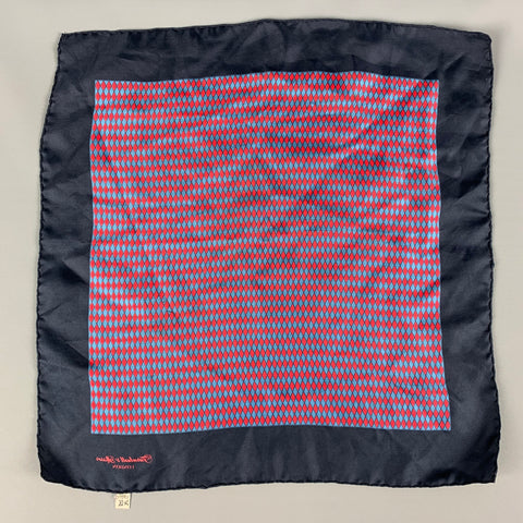 TURNBULL & ASSER Navy Red Rhombus Silk Pocket Square