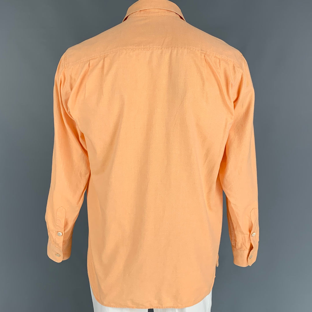 ERMENEGILDO ZEGNA Size M Orange Cotton Button Up Long Sleeve Shirt