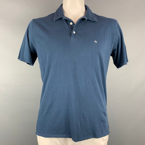 RAG & BONE Size L Blue Cotton Buttoned Polo